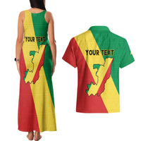 Personalized Congo Brazzaville Couples Matching Tank Maxi Dress and Hawaiian Shirt Coat Of Arms With Map - Flag Style - Wonder Print Shop