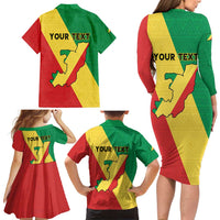 Personalized Congo Brazzaville Family Matching Long Sleeve Bodycon Dress and Hawaiian Shirt Coat Of Arms With Map - Flag Style - Wonder Print Shop