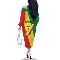 Personalized Congo Brazzaville Family Matching Off The Shoulder Long Sleeve Dress and Hawaiian Shirt Coat Of Arms With Map - Flag Style - Wonder Print Shop