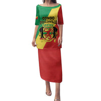 Personalized Congo Brazzaville Family Matching Puletasi and Hawaiian Shirt Coat Of Arms With Map - Flag Style - Wonder Print Shop