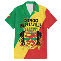 Personalized Congo Brazzaville Family Matching Short Sleeve Bodycon Dress and Hawaiian Shirt Coat Of Arms With Map - Flag Style - Wonder Print Shop