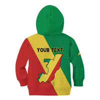 Personalized Congo Brazzaville Kid Hoodie Coat Of Arms With Map - Flag Style - Wonder Print Shop