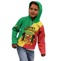 Personalized Congo Brazzaville Kid Hoodie Coat Of Arms With Map - Flag Style - Wonder Print Shop