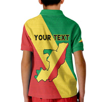 Personalized Congo Brazzaville Kid Polo Shirt Coat Of Arms With Map - Flag Style - Wonder Print Shop