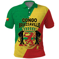 Personalized Congo Brazzaville Polo Shirt Coat Of Arms With Map - Flag Style - Wonder Print Shop