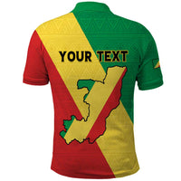 Personalized Congo Brazzaville Polo Shirt Coat Of Arms With Map - Flag Style - Wonder Print Shop