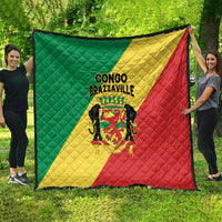 Congo Brazzaville Quilt Coat Of Arms With Map - Flag Style - Wonder Print Shop