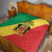 Congo Brazzaville Quilt Coat Of Arms With Map - Flag Style - Wonder Print Shop