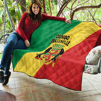 Congo Brazzaville Quilt Coat Of Arms With Map - Flag Style - Wonder Print Shop