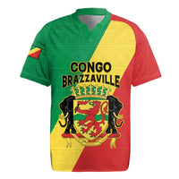 Personalized Congo Brazzaville Rugby Jersey Coat Of Arms With Map - Flag Style - Wonder Print Shop
