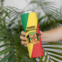 Personalized Congo Brazzaville Skinny Tumbler Coat Of Arms With Map - Flag Style - Wonder Print Shop