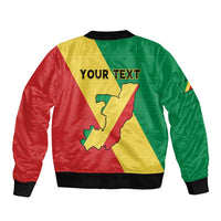 Personalized Congo Brazzaville Sleeve Zip Bomber Jacket Coat Of Arms With Map - Flag Style - Wonder Print Shop