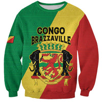 Personalized Congo Brazzaville Sweatshirt Coat Of Arms With Map - Flag Style - Wonder Print Shop