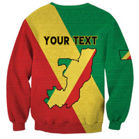 Personalized Congo Brazzaville Sweatshirt Coat Of Arms With Map - Flag Style - Wonder Print Shop
