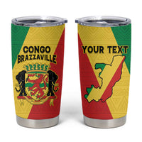 Personalized Congo Brazzaville Tumbler Cup Coat Of Arms With Map - Flag Style - Wonder Print Shop