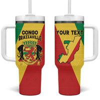 Personalized Congo Brazzaville Tumbler With Handle Coat Of Arms With Map - Flag Style - Wonder Print Shop