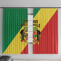 Congo Brazzaville Window Curtain Coat Of Arms With Map - Flag Style - Wonder Print Shop