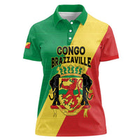 Personalized Congo Brazzaville Women Polo Shirt Coat Of Arms With Map - Flag Style - Wonder Print Shop