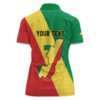Personalized Congo Brazzaville Women Polo Shirt Coat Of Arms With Map - Flag Style - Wonder Print Shop