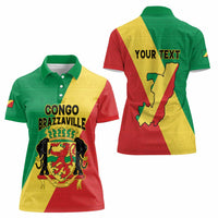 Personalized Congo Brazzaville Women Polo Shirt Coat Of Arms With Map - Flag Style - Wonder Print Shop