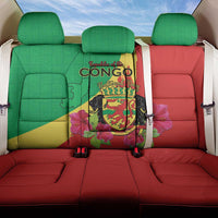 Personalized Congo Brazzaville National Day Back Car Seat Cover Coat Of Arms Hibiscus Flower - Wonder Print Shop