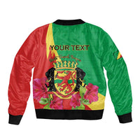 Personalized Congo Brazzaville National Day Bomber Jacket Coat Of Arms Hibiscus Flower - Wonder Print Shop