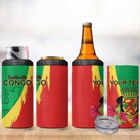 Personalized Congo Brazzaville National Day 4 in 1 Can Cooler Tumbler Coat Of Arms Hibiscus Flower - Wonder Print Shop