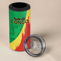 Personalized Congo Brazzaville National Day 4 in 1 Can Cooler Tumbler Coat Of Arms Hibiscus Flower - Wonder Print Shop