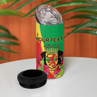 Personalized Congo Brazzaville National Day 4 in 1 Can Cooler Tumbler Coat Of Arms Hibiscus Flower - Wonder Print Shop