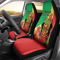 Personalized Congo Brazzaville National Day Car Seat Cover Coat Of Arms Hibiscus Flower - Wonder Print Shop