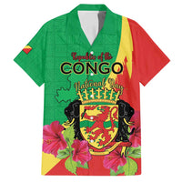 Personalized Congo Brazzaville National Day Family Matching Long Sleeve Bodycon Dress and Hawaiian Shirt Coat Of Arms Hibiscus Flower - Wonder Print Shop