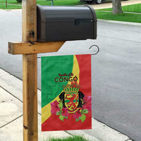 Personalized Congo Brazzaville National Day Garden Flag Coat Of Arms Hibiscus Flower - Wonder Print Shop