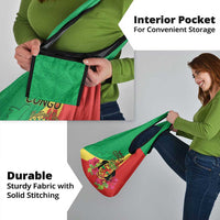 Personalized Congo Brazzaville National Day Grocery Bag Coat Of Arms Hibiscus Flower - Wonder Print Shop