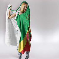 Personalized Congo Brazzaville National Day Hooded Blanket Coat Of Arms Hibiscus Flower - Wonder Print Shop