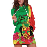 Personalized Congo Brazzaville National Day Hoodie Dress Coat Of Arms Hibiscus Flower - Wonder Print Shop