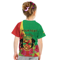Personalized Congo Brazzaville National Day Kid T Shirt Coat Of Arms Hibiscus Flower - Wonder Print Shop