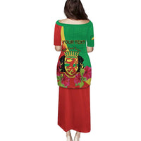 Personalized Congo Brazzaville National Day Puletasi Coat Of Arms Hibiscus Flower - Wonder Print Shop