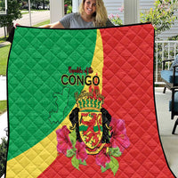 Personalized Congo Brazzaville National Day Quilt Coat Of Arms Hibiscus Flower - Wonder Print Shop