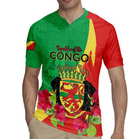 Personalized Congo Brazzaville National Day Rugby Jersey Coat Of Arms Hibiscus Flower - Wonder Print Shop