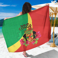 Personalized Congo Brazzaville National Day Sarong Coat Of Arms Hibiscus Flower - Wonder Print Shop