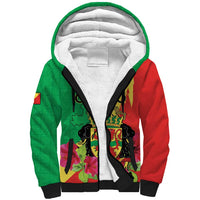 Personalized Congo Brazzaville National Day Sherpa Hoodie Coat Of Arms Hibiscus Flower - Wonder Print Shop