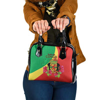 Personalized Congo Brazzaville National Day Shoulder Handbag Coat Of Arms Hibiscus Flower - Wonder Print Shop