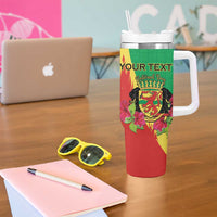Personalized Congo Brazzaville National Day Tumbler With Handle Coat Of Arms Hibiscus Flower - Wonder Print Shop