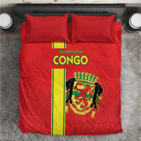 Congo Brazzaville Football Bedding Set Go Ba Diabulu ya Mbwaki Red Color - Wonder Print Shop