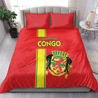 Congo Brazzaville Football Bedding Set Go Ba Diabulu ya Mbwaki Red Color - Wonder Print Shop