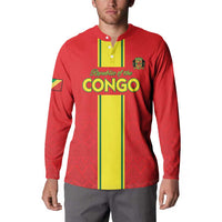 Custom Congo Brazzaville Football Button Sweatshirt Go Ba Diabulu ya Mbwaki Red Color - Wonder Print Shop