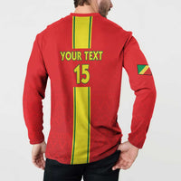Custom Congo Brazzaville Football Button Sweatshirt Go Ba Diabulu ya Mbwaki Red Color - Wonder Print Shop