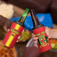 Custom Congo Brazzaville Football 4 in 1 Can Cooler Tumbler Go Ba Diabulu ya Mbwaki Red Color - Wonder Print Shop