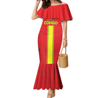 Custom Congo Brazzaville Football Family Matching Mermaid Dress and Hawaiian Shirt Go Ba Diabulu ya Mbwaki Red Color - Wonder Print Shop