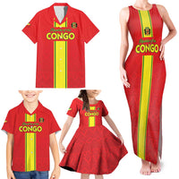 Custom Congo Brazzaville Football Family Matching Tank Maxi Dress and Hawaiian Shirt Go Ba Diabulu ya Mbwaki Red Color - Wonder Print Shop